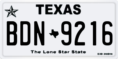 TX license plate BDN9216