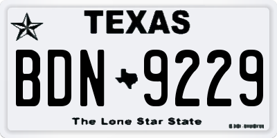 TX license plate BDN9229