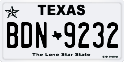 TX license plate BDN9232