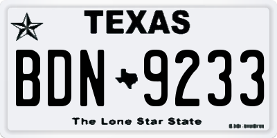 TX license plate BDN9233