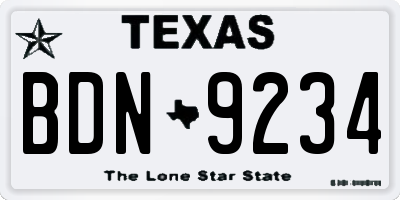 TX license plate BDN9234