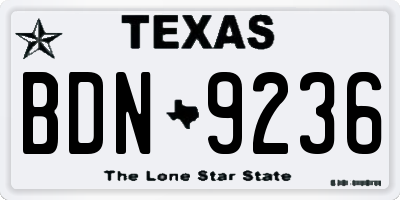 TX license plate BDN9236