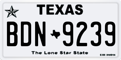 TX license plate BDN9239