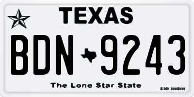 TX license plate BDN9243