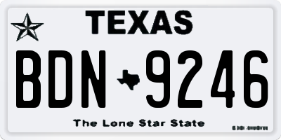 TX license plate BDN9246