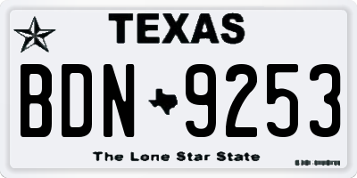TX license plate BDN9253