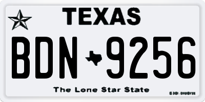 TX license plate BDN9256