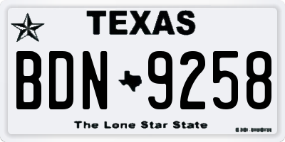 TX license plate BDN9258