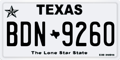 TX license plate BDN9260