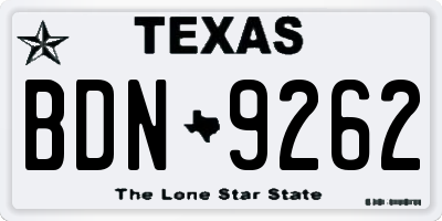 TX license plate BDN9262