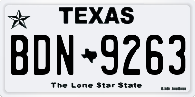 TX license plate BDN9263