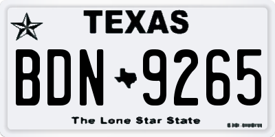 TX license plate BDN9265
