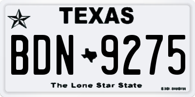 TX license plate BDN9275