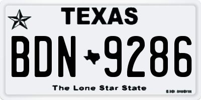 TX license plate BDN9286