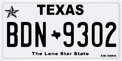 TX license plate BDN9302