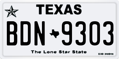 TX license plate BDN9303
