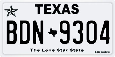 TX license plate BDN9304