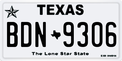TX license plate BDN9306