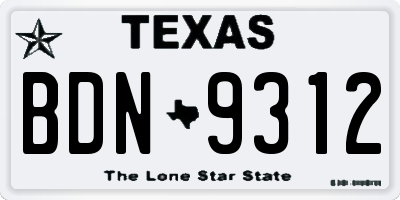 TX license plate BDN9312