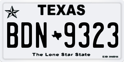 TX license plate BDN9323