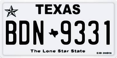 TX license plate BDN9331