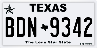 TX license plate BDN9342