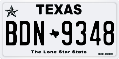 TX license plate BDN9348