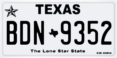 TX license plate BDN9352