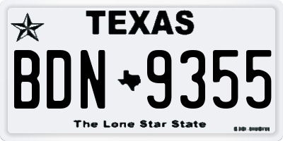 TX license plate BDN9355
