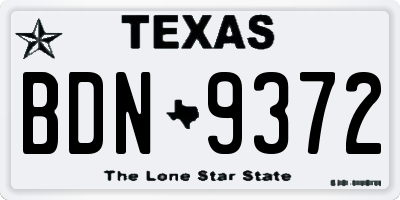 TX license plate BDN9372