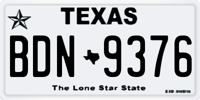 TX license plate BDN9376