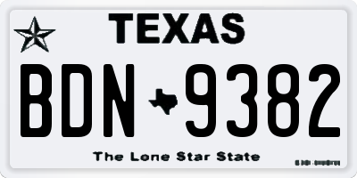 TX license plate BDN9382