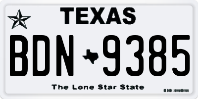 TX license plate BDN9385