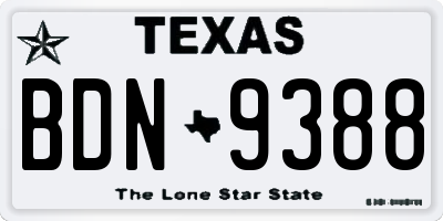 TX license plate BDN9388