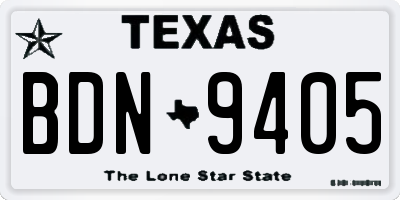 TX license plate BDN9405
