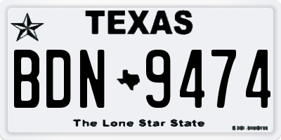 TX license plate BDN9474