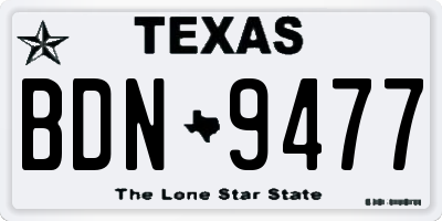 TX license plate BDN9477