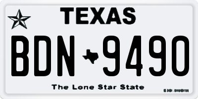 TX license plate BDN9490