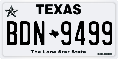 TX license plate BDN9499