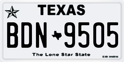 TX license plate BDN9505