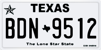 TX license plate BDN9512