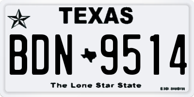 TX license plate BDN9514