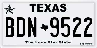 TX license plate BDN9522