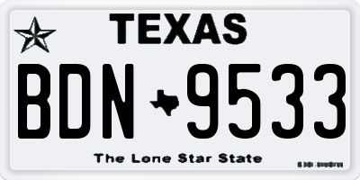 TX license plate BDN9533