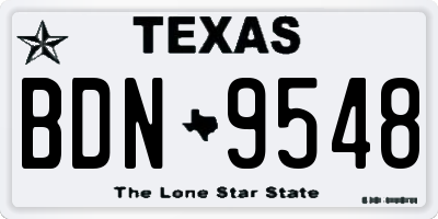 TX license plate BDN9548