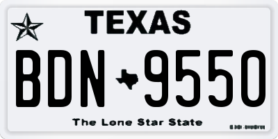 TX license plate BDN9550