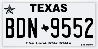TX license plate BDN9552