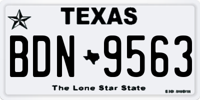 TX license plate BDN9563