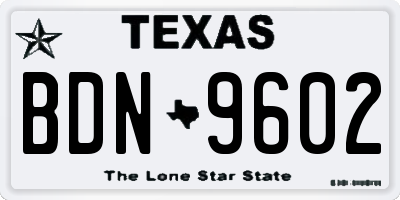 TX license plate BDN9602