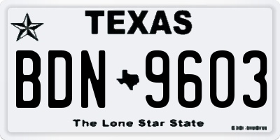 TX license plate BDN9603